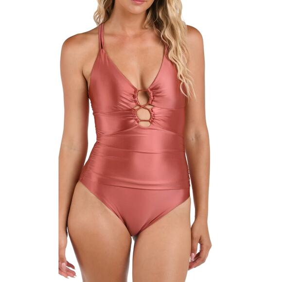 NWT La Blanca Earth Goddess Underwire Lace Up One Piece  size-6 - Picture 1 of 10